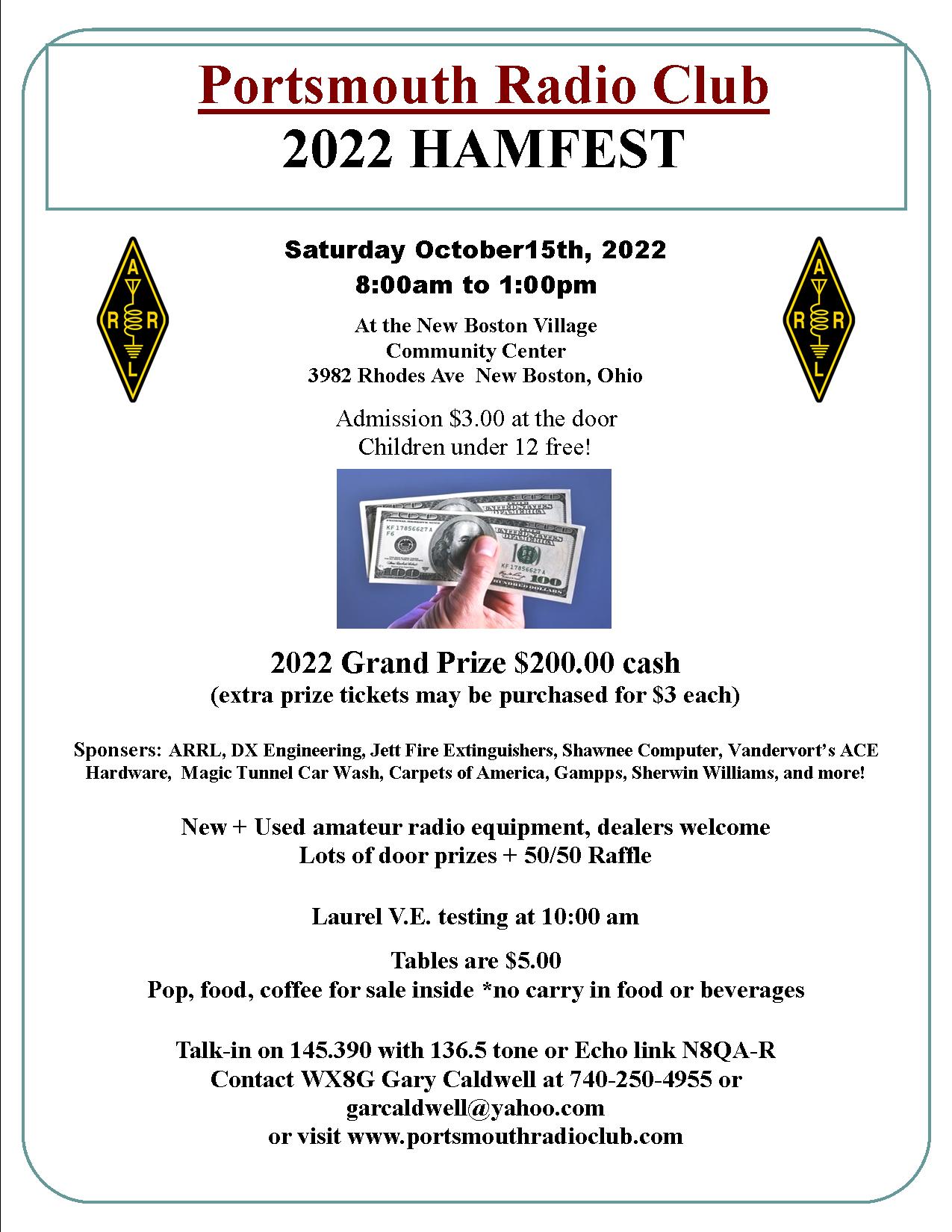 PRC Hamfest Flyer for 2022